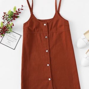 Burnt Orange Overall Dress